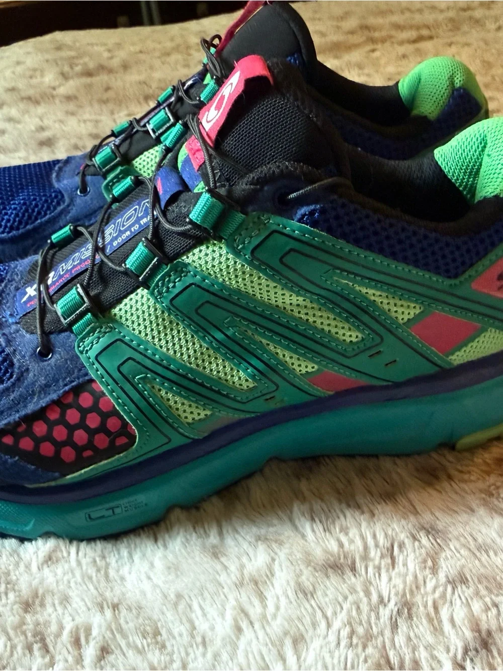 Salomon blue, green & pink athletic shoes